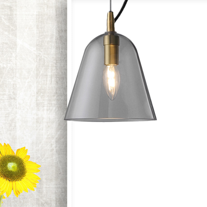 Modern Clear Glass Bell Pendant Light - Brass Finish, 1 Head Bathroom Hanging Lamp Kit