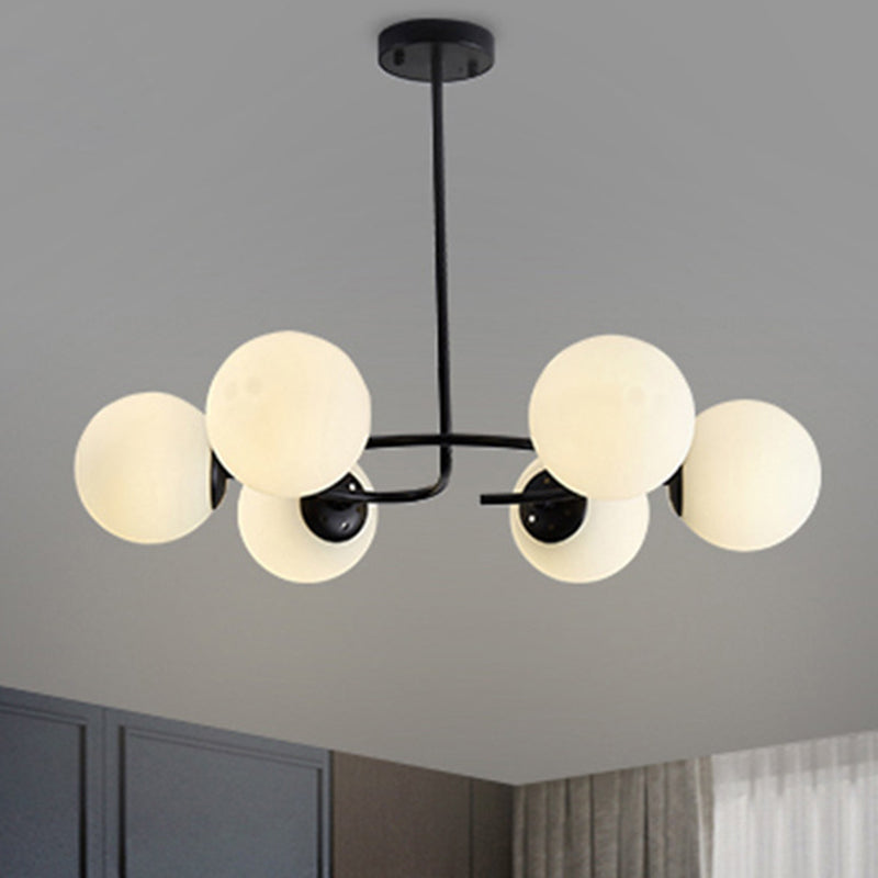 Lustre moderne en verre blanc pour chambre à coucher – Luminaire suspendu élégant
