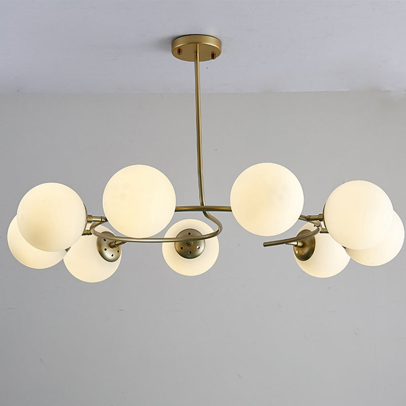 Lustre moderne en verre blanc pour chambre à coucher – Luminaire suspendu élégant