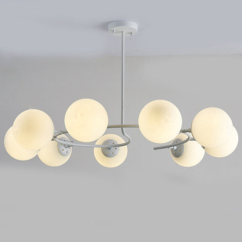 Lustre moderne en verre blanc pour chambre à coucher – Luminaire suspendu élégant