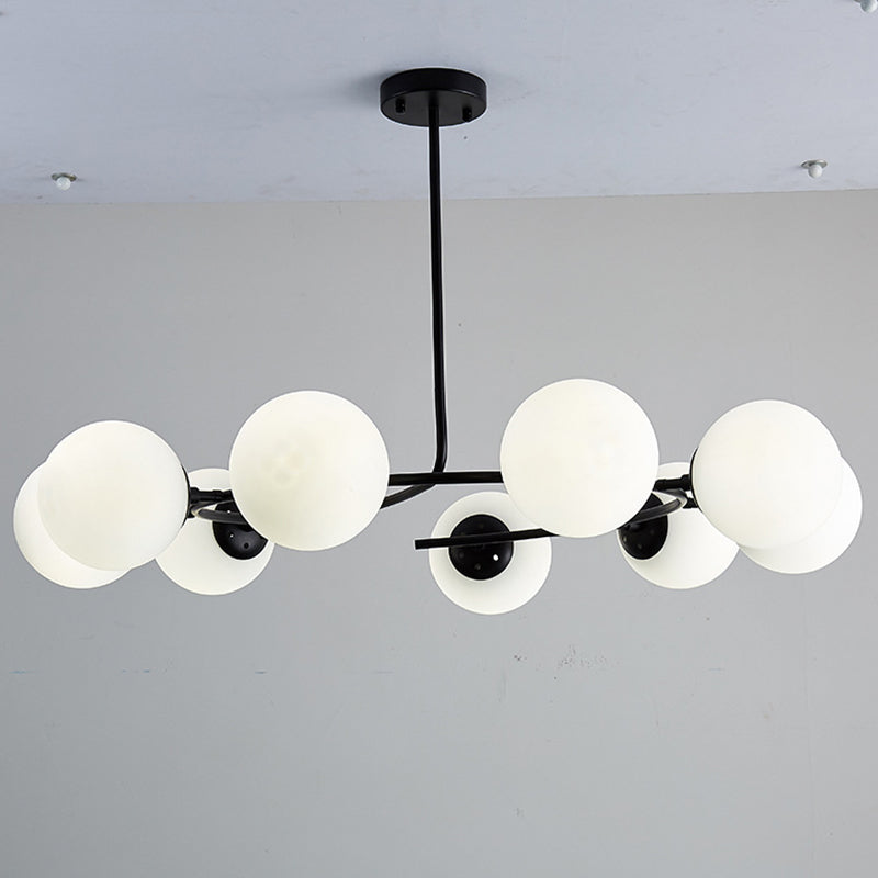 Lustre moderne en verre blanc pour chambre à coucher – Luminaire suspendu élégant