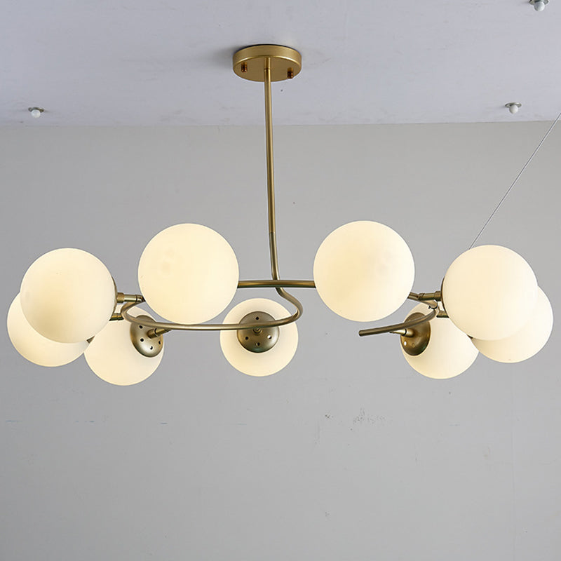 Modern White Glass Sphere Chandelier - Stylish Suspension Light For Bedroom 9 / Gold