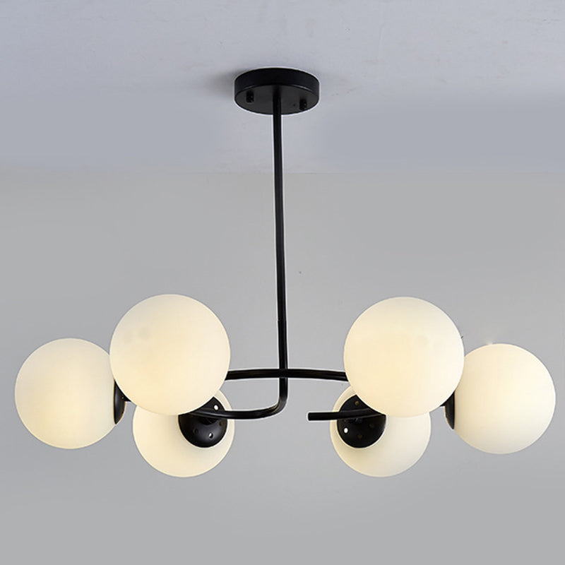 Lustre moderne en verre blanc pour chambre à coucher – Luminaire suspendu élégant