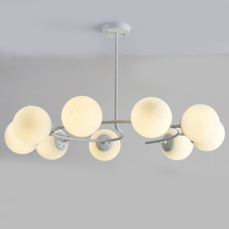 Lustre moderne en verre blanc pour chambre à coucher – Luminaire suspendu élégant