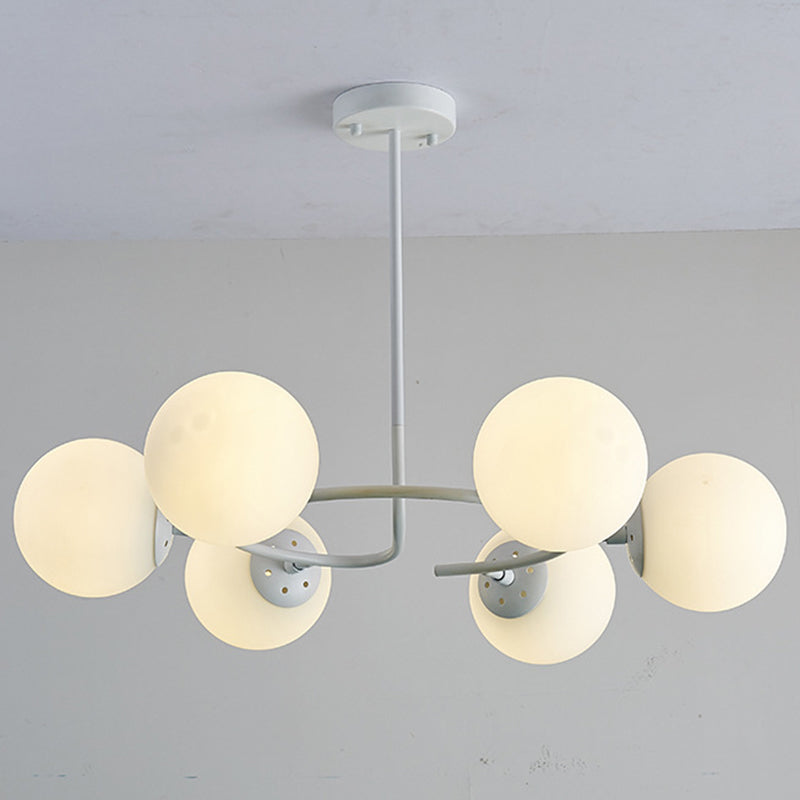 Modern White Glass Sphere Chandelier - Stylish Suspension Light For Bedroom 6 /