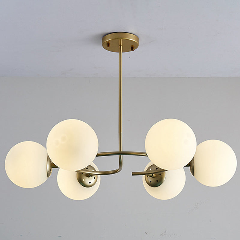 Lustre moderne en verre blanc pour chambre à coucher – Luminaire suspendu élégant