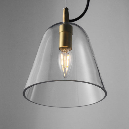 Modern Clear Glass Bell Pendant Light - Brass Finish, 1 Head Bathroom Hanging Lamp Kit