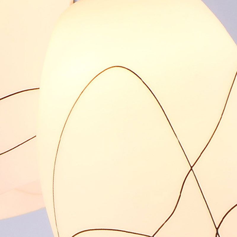 Modern Wave Tulip White Glass Pendant Lamp with Black Hanging Ceiling Light - Ideal for Dining Room