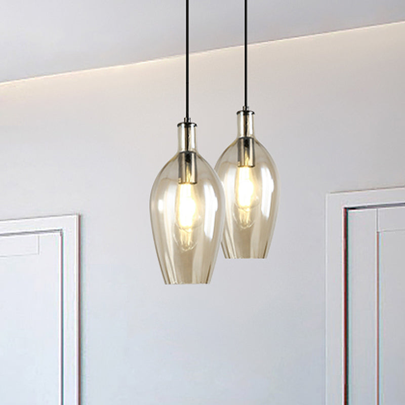 Amber Glass Tulip Pendant Light: Modern Hanging Ceiling Fixture For Dining Room (1 Head)