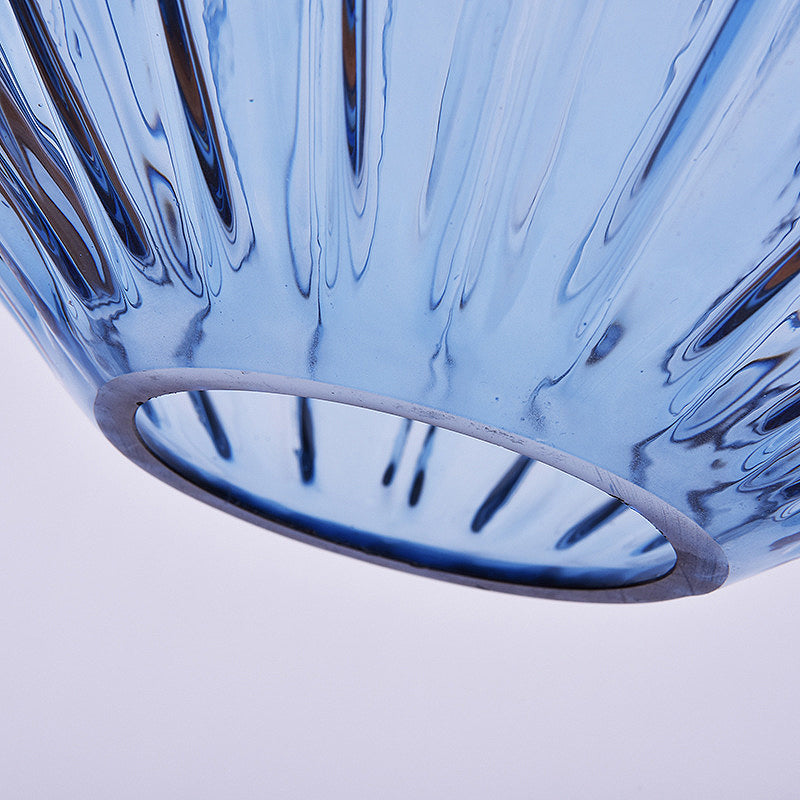 Suspension lanterne en verre à prisme bleu vintage pour suspension de salon