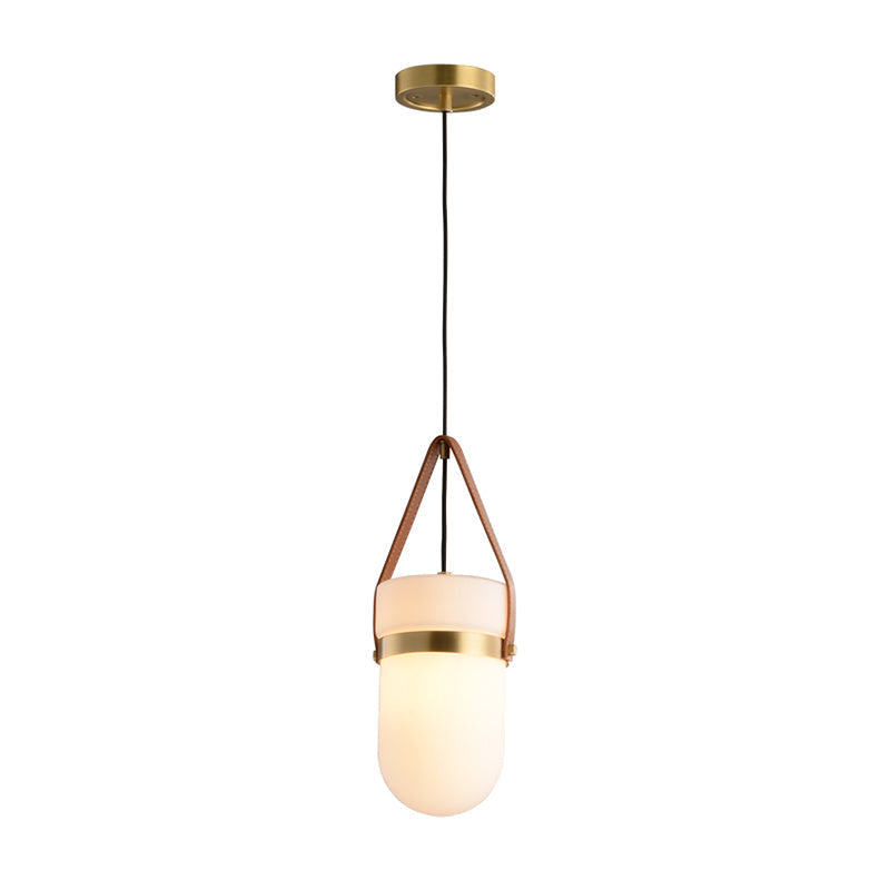 Contemporary White Glass Cylinder Pendant Lamp for Bedroom Ceiling