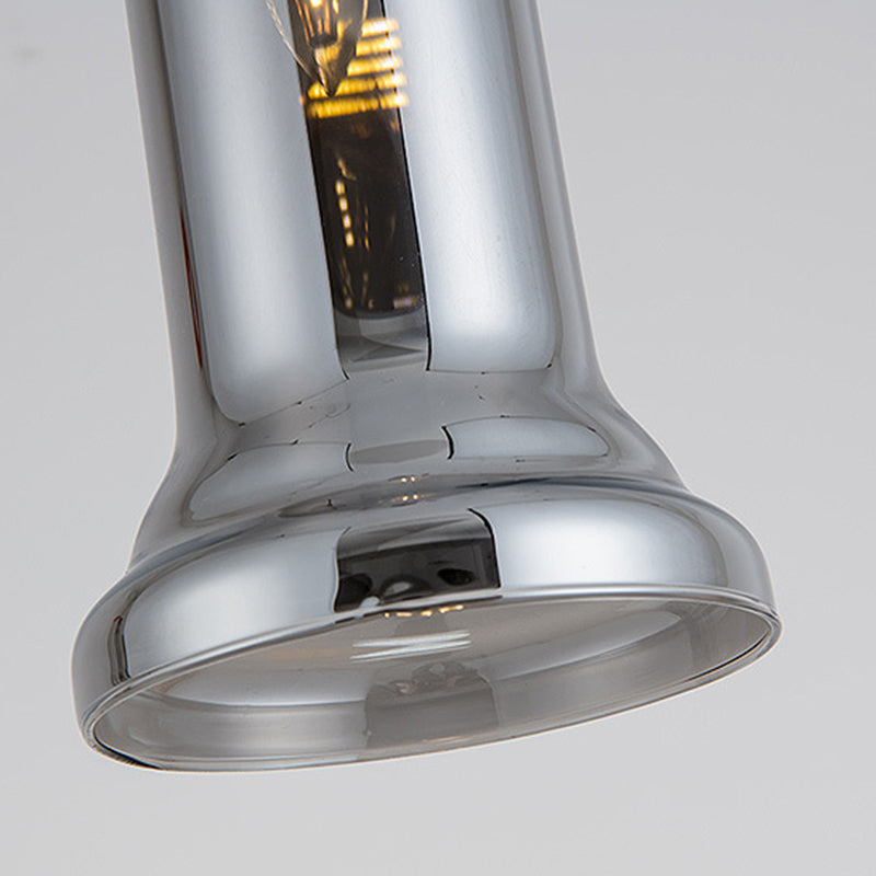 Smoke Gray/Cognac Glass Pendant Lamp: Modern 1-Light Ceiling Light For Bedroom
