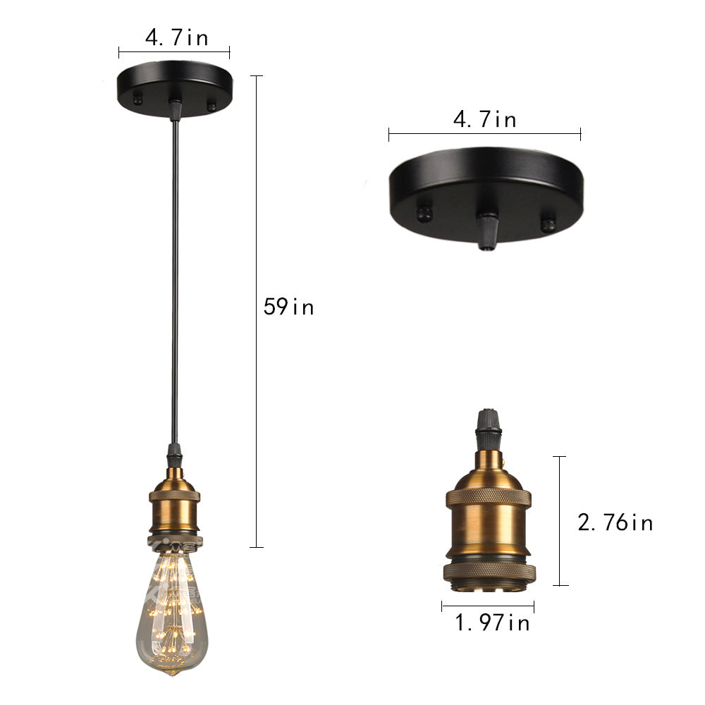 Suspension de plafond en métal de style ferme en noir - Lampe suspendue pour couloir à ampoule ouverte