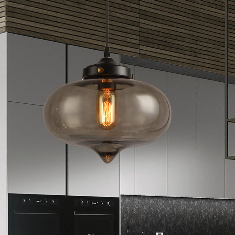 Modern Onion Pendant Light – Gray/Red/Yellow Glass – Ceiling Fixture for Restaurants