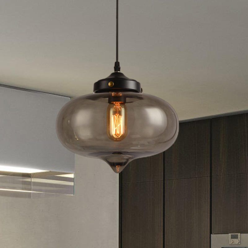 Modern Onion Pendant Light – Gray/Red/Yellow Glass – Ceiling Fixture for Restaurants