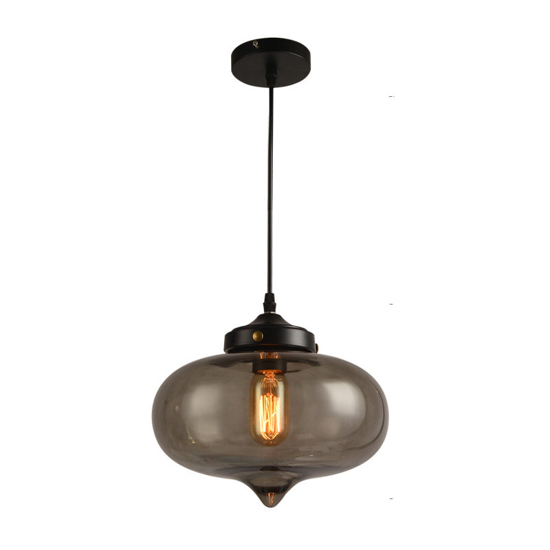 Modern Onion Pendant Light – Gray/Red/Yellow Glass – Ceiling Fixture for Restaurants