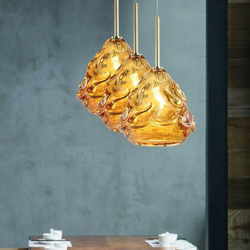 Contemporary Tan Hand Blown Glass Globe Pendant Hanging Lamp Ideal For Dining Room Lighting