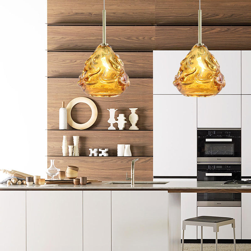 Contemporary Hand Blown Glass Globe Pendant Hanging Lamp for Dining Room