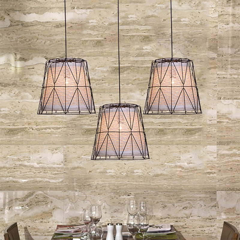 Lampe suspendue en métal et corde de style Lodge à 1 lumière - Blanc/Bleu/Orange/Jaune