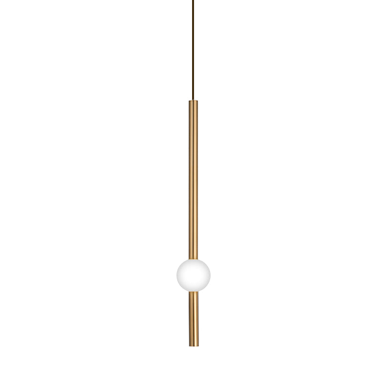 Gold And White Glass Flute Pendant Light- Single Head Stairway Fixture