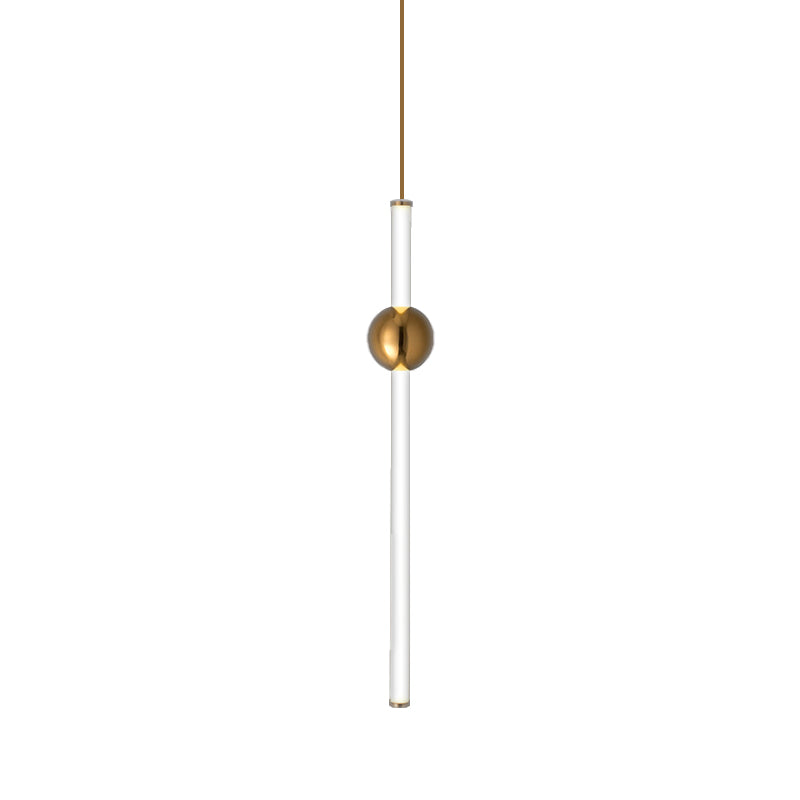 Gold/White Glass Flute Pendant Light Kit - Simple Style for Stairways (1 Head)