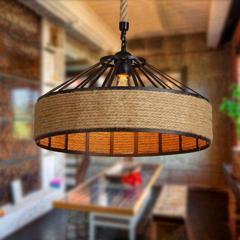 Suspension industrielle rétro en métal avec design en cage évasée - Idéal pour les restaurants