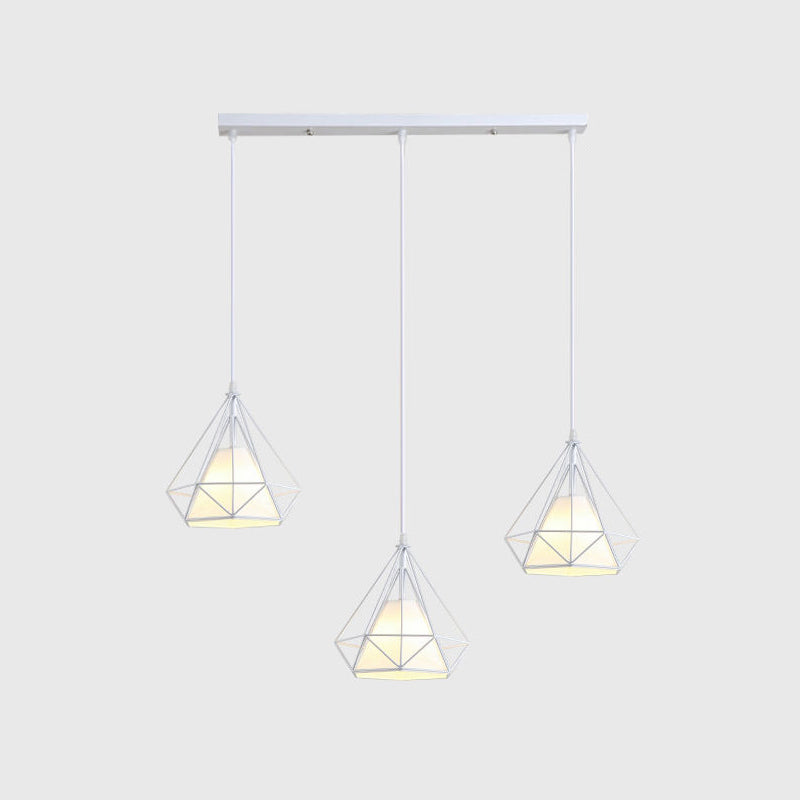 Diamond Cage Multi-Pendant Light with 3 Lights - Creative Industrial Design, Perfect for Restaurants