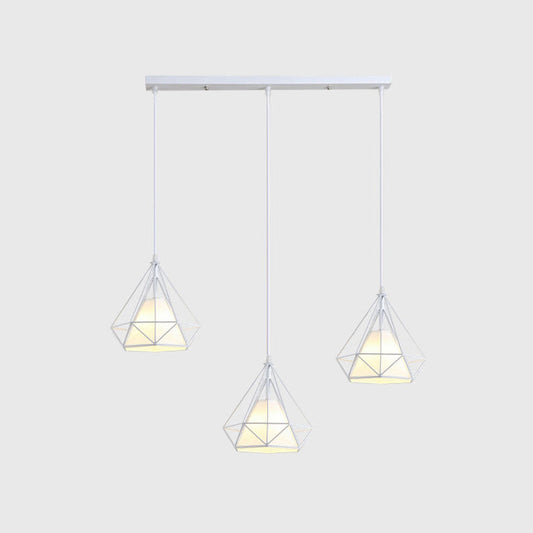 Diamond Cage Multi-Pendant Light with 3 Lights - Creative Industrial Design, Perfect for Restaurants