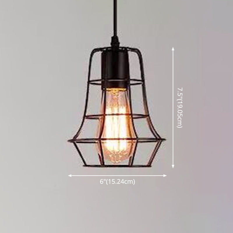 Industrial Retro 1-Light Pendant with Metal Cage for Bar - Hang in Style!