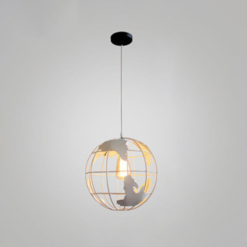 Industrial Metallic Pendant Light with Cage Globe Design for Coffee Shop - 1 Light Ceiling Fixture