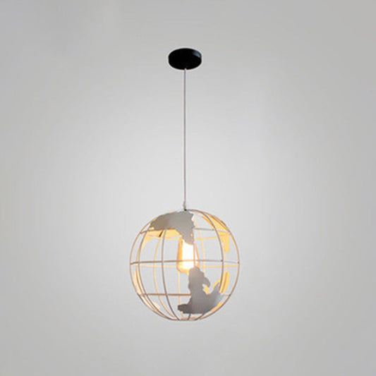 Industrial Metallic Pendant Light with Cage Globe Design for Coffee Shop - 1 Light Ceiling Fixture