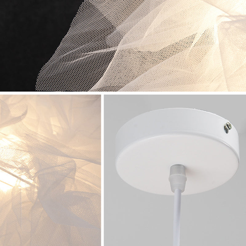 Nordic Style Fabric Flower Pendant Ceiling Light Perfect For Bedroom - 1 Hanging Fixture