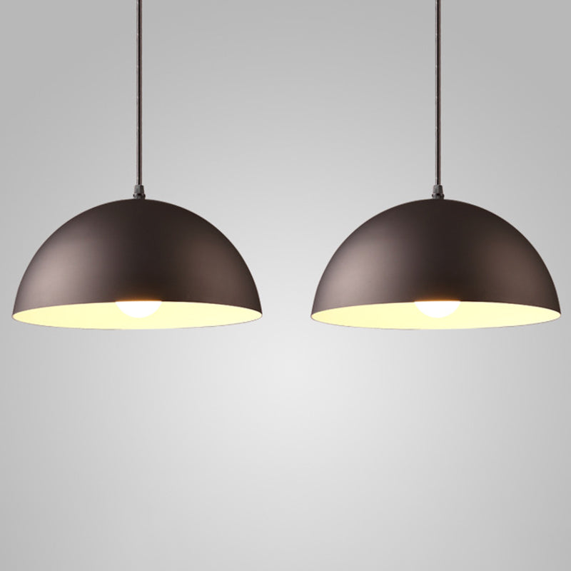 Nordic Minimalist Metal Hanging Light For Restaurant - Ribbed Dome Design