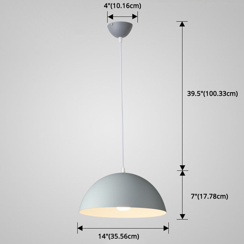 Nordic Minimalist Metal Hanging Light For Restaurant - Ribbed Dome Design