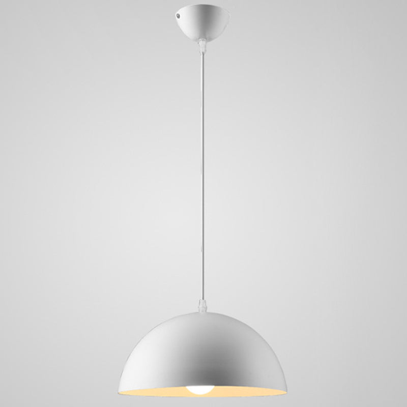 Nordic Minimalist Metal Hanging Light For Restaurant - Ribbed Dome Design White / 12