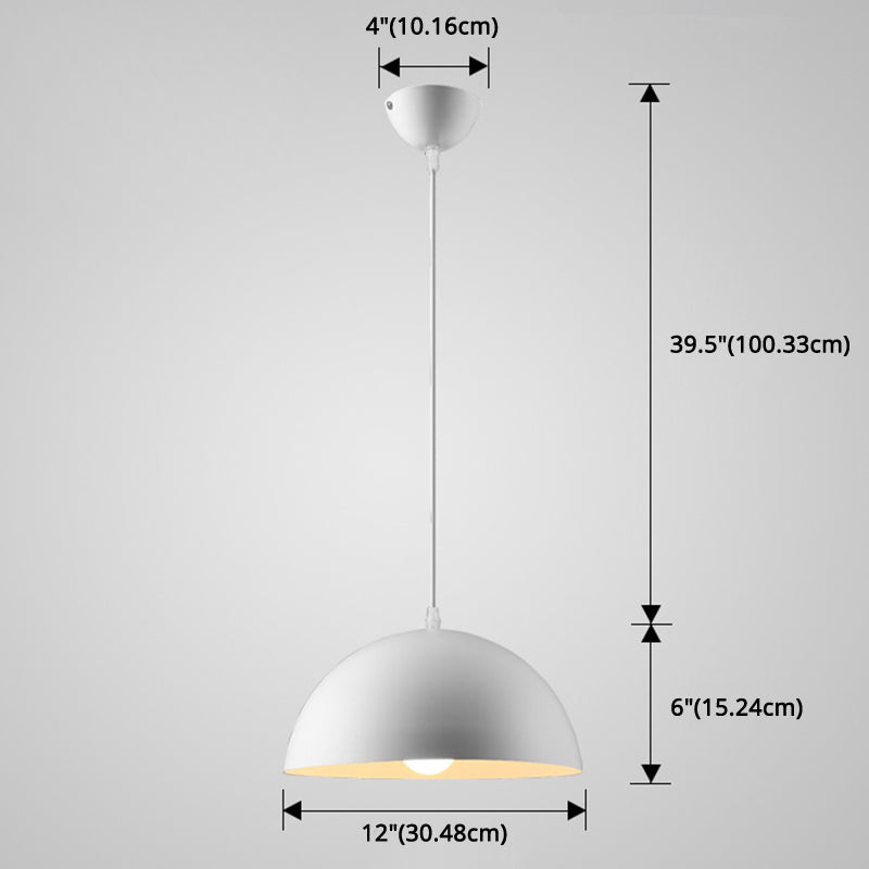 Nordic Minimalist Metal Hanging Light For Restaurant - Ribbed Dome Design