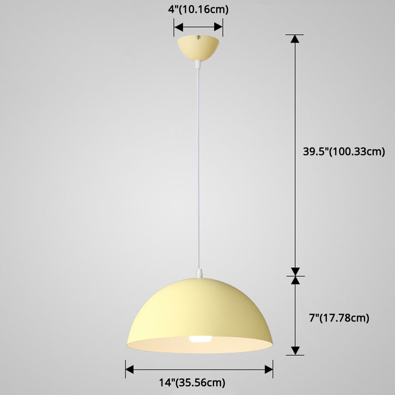 Nordic Minimalist Metal Hanging Light For Restaurant - Ribbed Dome Design