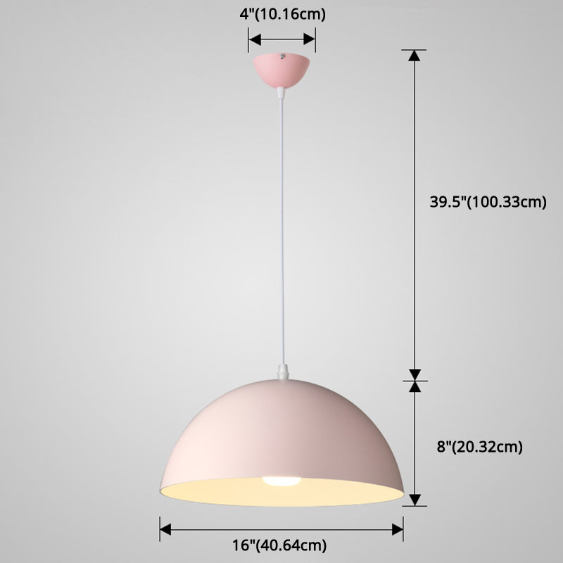Nordic Minimalist Metal Hanging Light For Restaurant - Ribbed Dome Design