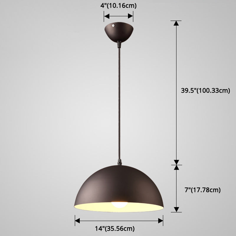 Nordic Minimalist Metal Hanging Light For Restaurant - Ribbed Dome Design