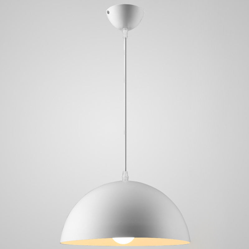 Nordic Minimalist Metal Hanging Light For Restaurant - Ribbed Dome Design White / 16