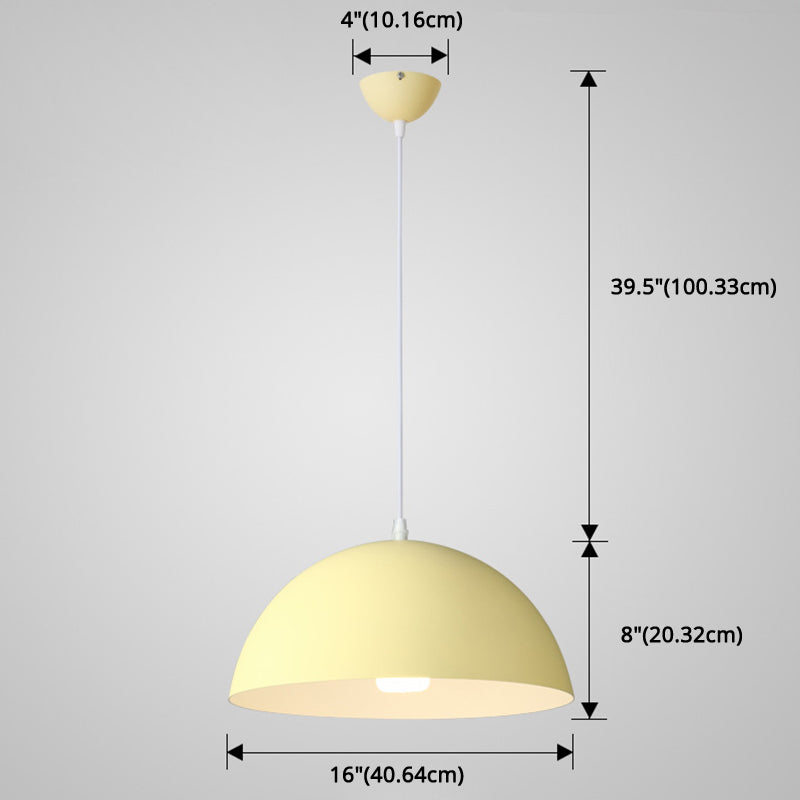 Nordic Minimalist Metal Hanging Light For Restaurant - Ribbed Dome Design