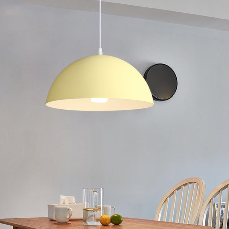 Nordic Minimalist Metal Hanging Light For Restaurant - Ribbed Dome Design