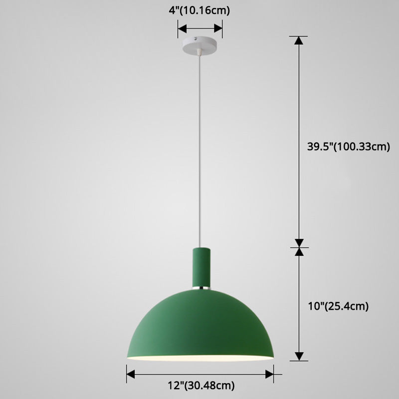 Nordic Style Metal Hemisphere Pendant Light for Restaurants - 1-Light Ceiling Lamp