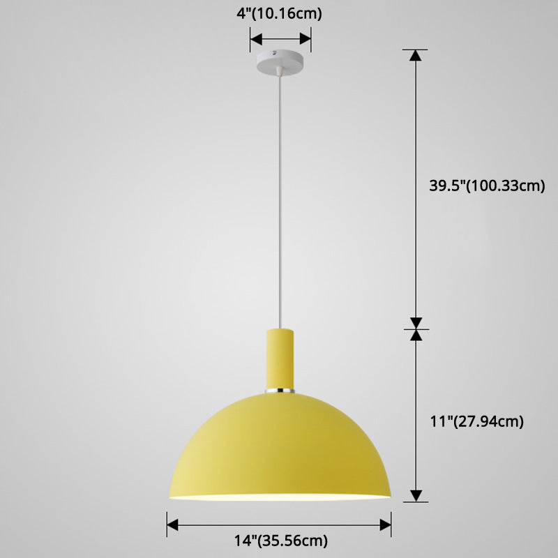 Nordic Style Metal Hemisphere Pendant Light for Restaurants - 1-Light Ceiling Lamp