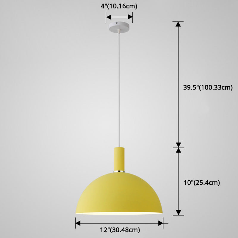 Nordic Style Metal Hemisphere Pendant Light for Restaurants - 1-Light Ceiling Lamp