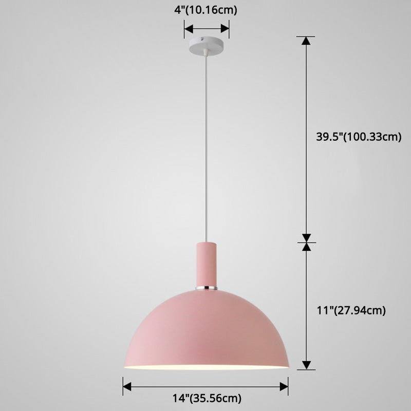 Nordic Style Metal Hemisphere Pendant Light for Restaurants - 1-Light Ceiling Lamp