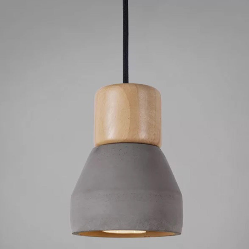Nordic Minimalist Style Cement Tapered Hanging Light - 1-Light Restaurant Down Mini Pendant Grey