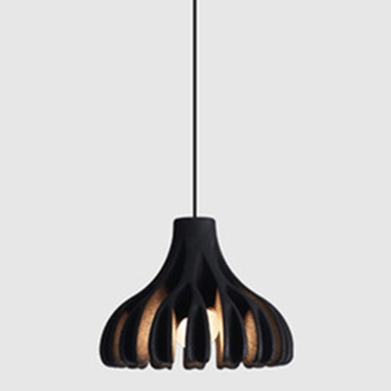 Modern Nordic Resin Pendant Lamp With Coral Line Shade - 1-Light Hanging Fixture For Dining Room