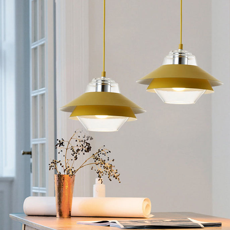 Nordic Style 1-Light Layered Metal Pendant Lamp With Concentric Tiers Shade