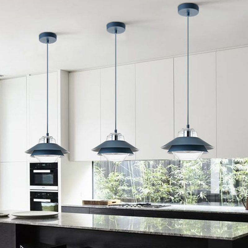 Nordic Style 1-Light Layered Metal Pendant Lamp With Concentric Tiers Shade